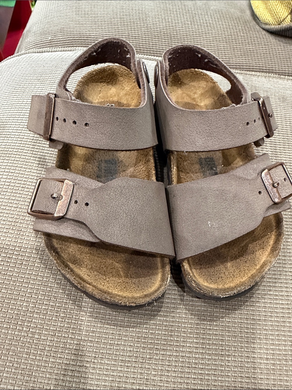Birkenstock Kids Taupe Two-Strap Adjustable Sandals
